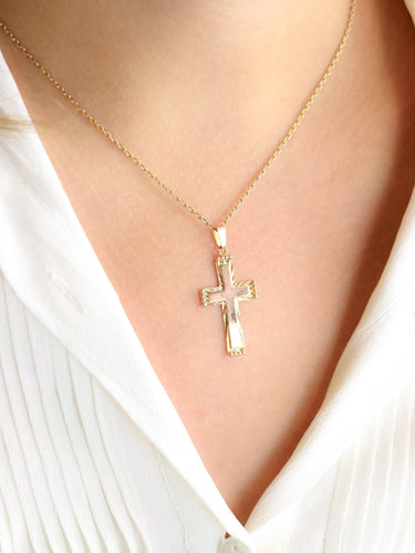 Pendentif croix vintage or jaune
