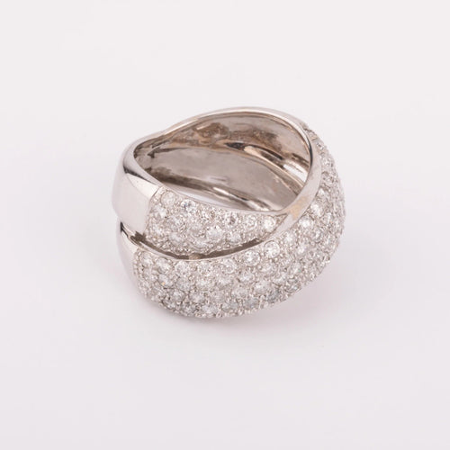 Bague 56 Bague or gris croisée entièrement pavée de diamant 58 Facettes