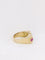 Bague 57 Bague tank en or, platine, diamants et rubis calibrés 58 Facettes J138