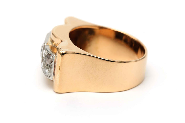 Bague 57 Bague Art Déco - Bague en or jaune et blanc 18 carats et diamants 58 Facettes 23290