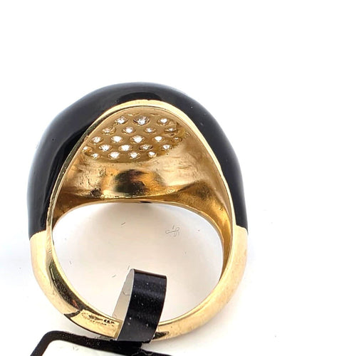 Bague Bague en or jaune et émail avec diamants 58 Facettes