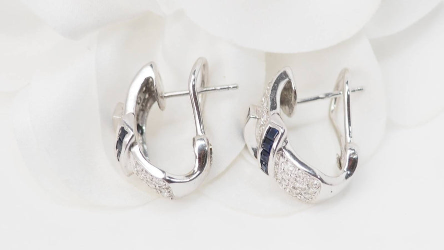 Boucles d'oreilles Boucles d'oreilles en or blanc, saphirs et diamants 58 Facettes 32747