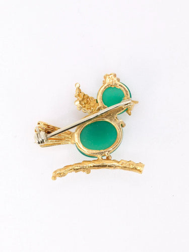 Broche Broche oiseau vintage or jaune chrysoprase rubis 58 Facettes 1087.24