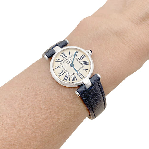 Montre Montre Cartier, "Vendôme Must", argent, cuir. 58 Facettes 34732