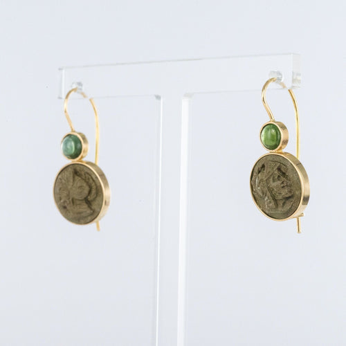 Boucles d'oreilles Boucles d'oreilles tourmalines et camées sur pierre de lave 58 Facettes 17-235