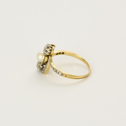 Bague 56 Bague Belle Epoque or jaune et gris et diamants 58 Facettes LOR3543