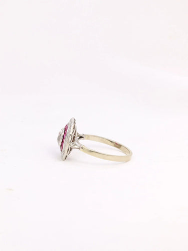 Bague 59 Bague Art Déco diamants taille ancienne et rubis calibrés 58 Facettes J305