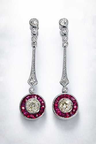 Boucles d'oreilles Boucles d'oreilles rubis style Art déco œil-de-perdrix 58 Facettes 50203