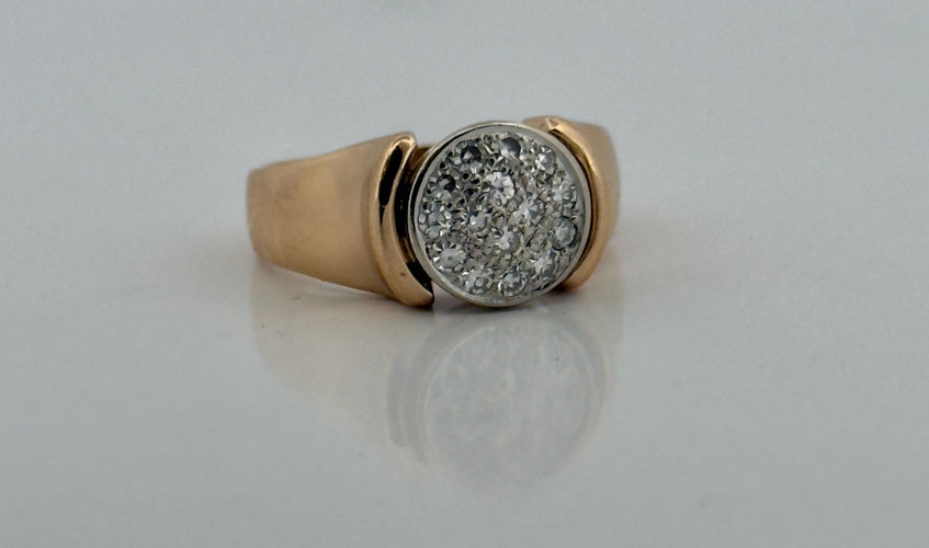 Bague Chevalière vintage en or et diamants 58 Facettes