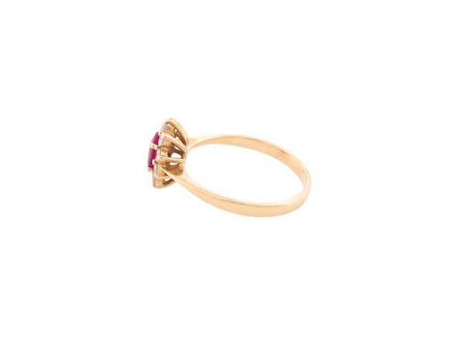 bague marquise en or jaune 18k sertie rubis 0.29ct diamants 0.45ct t56
