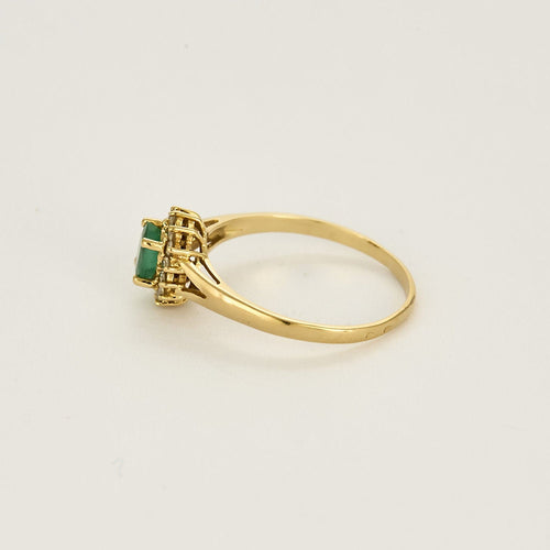Bague 64 Bague marguerite en or jaune, émeraude et diamants 58 Facettes AUX1288X2