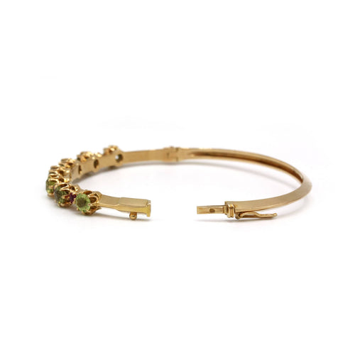 Bracelet Rigide - Or, Péridots et Rubis