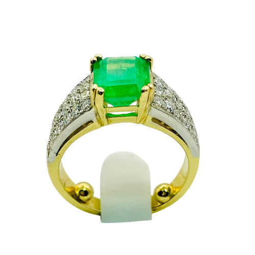 Bague 55 Bague en or avec émeraude et diamants – bijou haut de gamme 58 Facettes 50334
