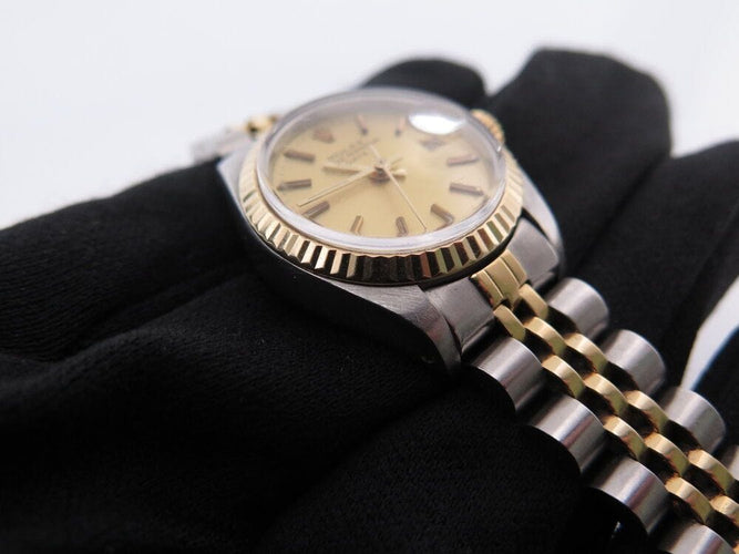 Montre vintage montre ROLEX lady date jubile 6917 26 mm en or & acier automatique 58 Facettes 268181