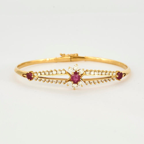 Bracelet Bracelet jonc or jaune rubis diamants 58 Facettes LP1041/9