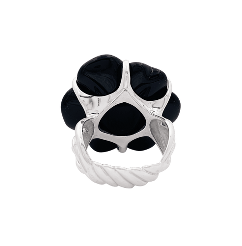 Bague 60 Bague Chanel, modèle "Camélia", en or blanc et onyx. 58 Facettes 34544