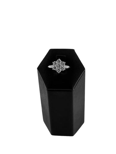 Bague 49 Bague marguerite en or blanc certifiée HRD avec diamants naturels de 1,10 carat 58 Facettes