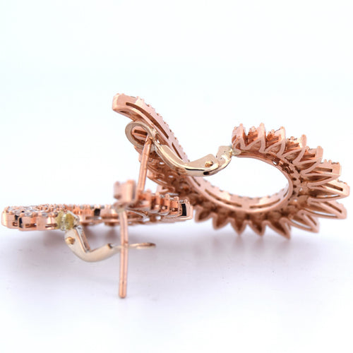 Boucles d'oreilles Orecchini créoles pavés en or rose 18k et diamants 58 Facettes OR204