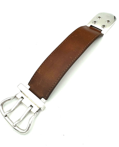 Bracelet HERMES - Collection Boucle sellier, bracelet argent et cuir 58 Facettes