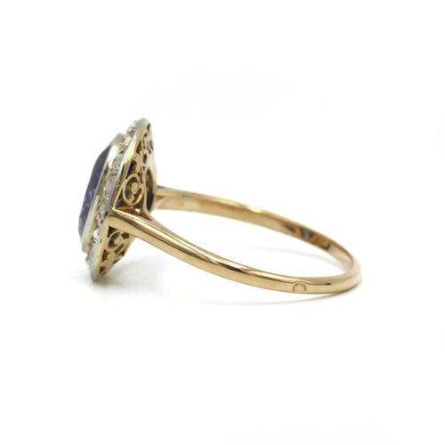Bague 60 Bague - Or jaune et blanc, Diamants & Saphir 58 Facettes 250018SP