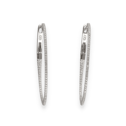 Boucles d'oreilles Boucles d'oreilles creoles en or gris 18 Cts serties de diamants - 0,29 Ct G-VS 58 Facettes FB09958