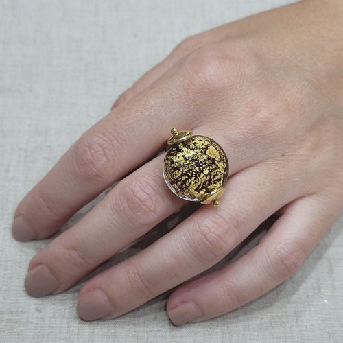Bague Bague en or jaune et Murano 58 Facettes S266