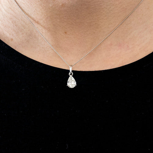 Collier Collier Solitaire Or Blanc et Diamant Poire 58 Facettes 240 748