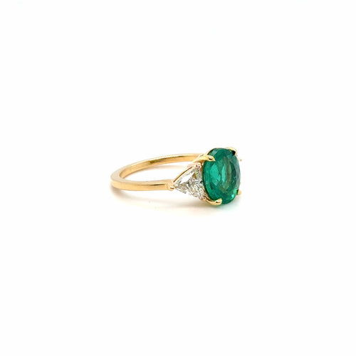 Bague 53 Bague Or jaune - Emeraude Brésil et Diamants triangle 58 Facettes 1.0000595/1