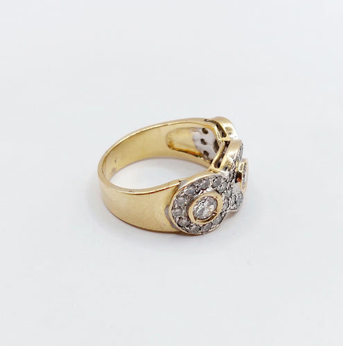 Bague 48 Bague trilobée vintage or jaune et diamants 58 Facettes A05793