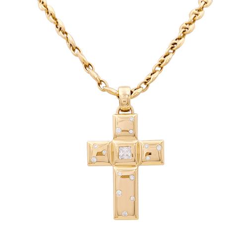 Pendentif Chopard "Croix" or jaune, diamants. 58 Facettes 34196