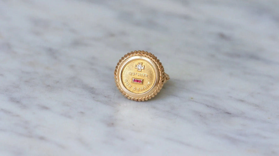 Bague 51 Bague Augis Vintage Or Jaune Diamant 58 Facettes