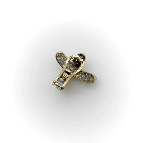 Boucles d'oreilles Boucles d'oreilles vintage en or jaune 14 carats avec pavé de diamants 58 Facettes A20018