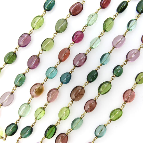 Collier Collier Syna en or 18 carats avec perles de tourmaline multicolores 58 Facettes A20070