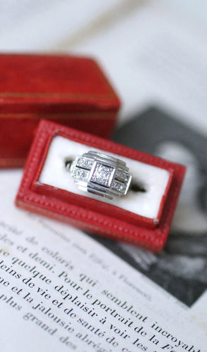 Bague Bague Art Deco Diamants Or Blanc et Platine 58 Facettes