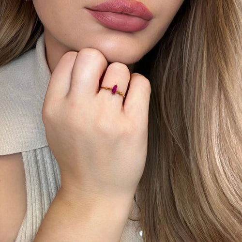 Bague Solitaire Or jaune et rubis 58 Facettes 72-GS38396-1