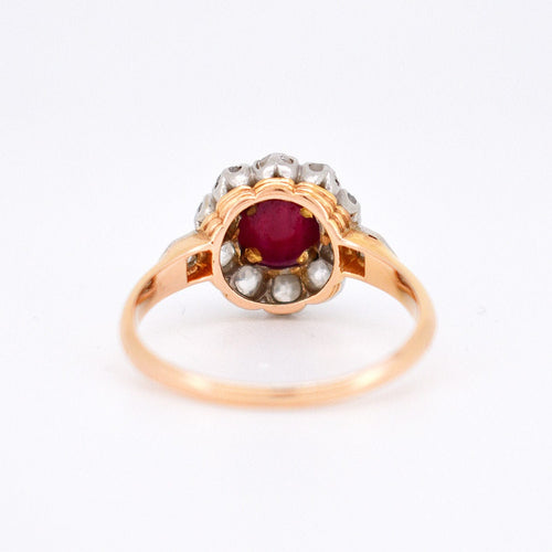 Bague Marguerite, Belle Époque, Or 18 Carats, Rubis et Diamants 58 Facettes 445