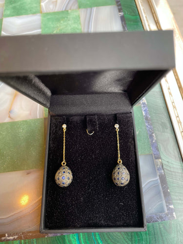 Boucles d'oreilles Boucles d’Oreilles Gouttes pavées Saphirs Diamants Or 18 Carats 58 Facettes BO161