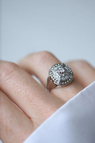 Bague 52 Bague Dôme Art Deco Diamants 58 Facettes