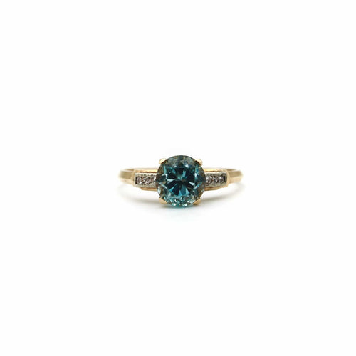 Bague Bague solitaire Art déco en or 14 carats avec zircon et diamant 58 Facettes