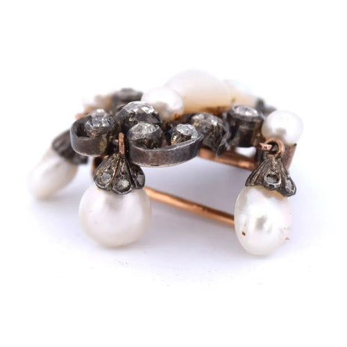 Broche Broche taille ancienne (Old Mine) en or 12k et argent 925, diamants 58 Facettes SP22