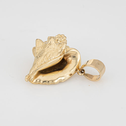 Pendentif Pendentif coquillage vintage en or 14 carats, lourd, 17,7 grammes, coquillage, océan 58 Facettes G13912