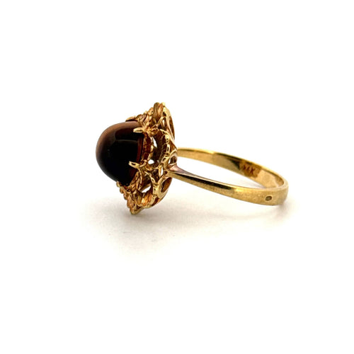 Bague 55 Bague Fleur Or Jaune Oeil de Tigre 58 Facettes 79-GSJE423