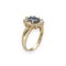 Bague 56 Bague entourage en or jaune 18K avec saphir Siam 1,50 ct et 0,60 ct de diamants H-SI – Taille 56 58 Facettes