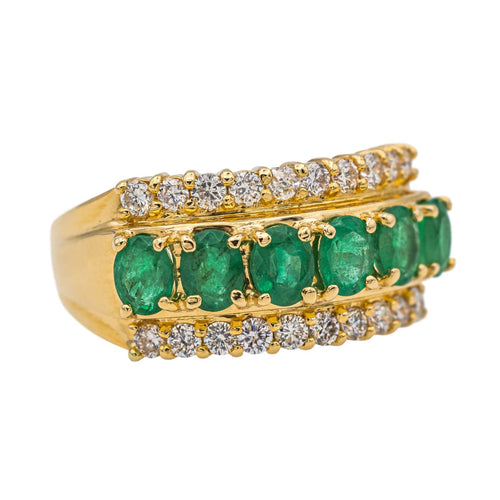 Bague 55 Bague Or jaune Emeraude, Diamant 58 Facettes 4002851CN