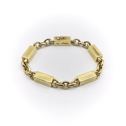 Bracelet Bracelet vintage en or 18 carats avec barres et maillons alternés 58 Facettes