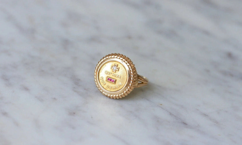 Bague 51 Bague Augis Vintage Or Jaune Diamant 58 Facettes