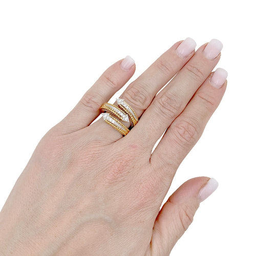 Bague 50 Bague Sterlé or jaune, platine, diamants. 58 Facettes 34035