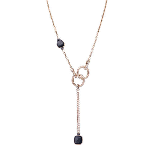 Collier Collier Pomellato, "Nudo", or rose, obsidiennes, diamants noirs. 58 Facettes 33631