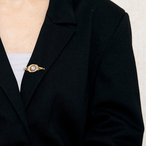 Broche Broche or jaune et gris et diamants 58 Facettes BLO01583