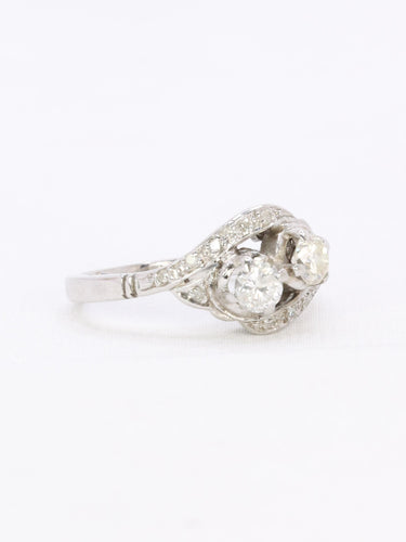 Bague 52 Bague vintage toi et moi or blanc diamants 58 Facettes 1110.5